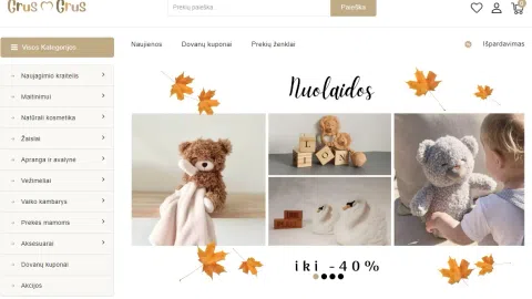 Parduodama internetinė kūdikių prekių parduotuvė Grusgrus.lt + sandėlio likutis - 1