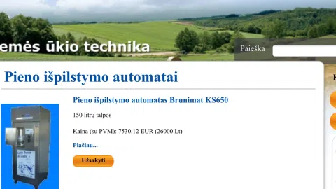 Pieno ispilstymo aparatas - 1