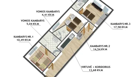 Viename patogiausių ir patraukliausių Vilniaus m. mikrorajonų, Šiaurės Miestelyje, J. Kubiliaus g., parduodamas išskirtinis 3 kambarių butas, puikiai tinkantis investicijai. - 1