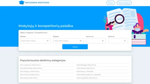 Parduodama internetinė svetainė https://papildomasmokytojas.lt/